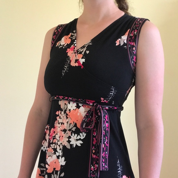 Black Floral Midi Dress - Picture 3 of 4